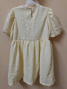 New Cute Yellow Textured Dress