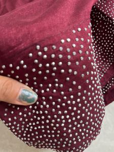 Maroon Saree with Stone Embellishments