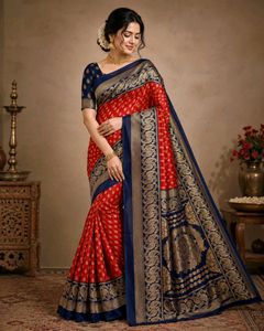 Elegant Turquoise Blue Floral Woven Saree