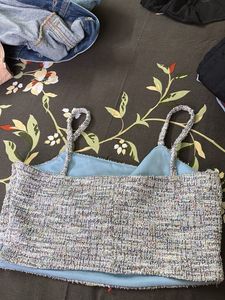 Chic Tweed Spaghetti Strap Crop Top