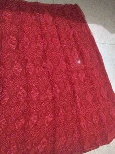 Vibrant Red Ethnic Print Skirt fabric