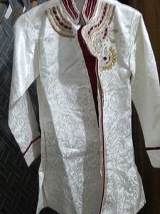 boys traditional  white &amp; maroon indo - western sh