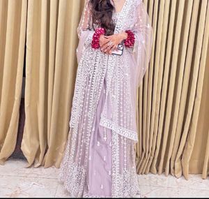 Lilac Embroidered indowestern dress