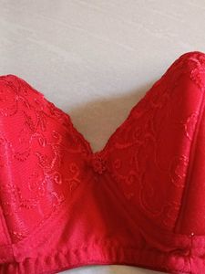 Red Lace Trim Bra