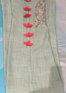 Lovely Sea Green Embroidery Dress