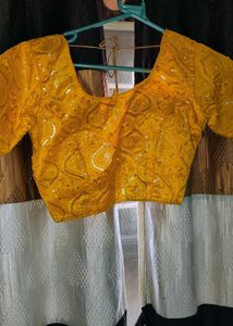 Vibrant Yellow Silk Jacquard Chaniya Choli Set | D