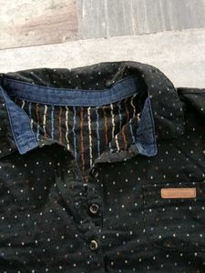 Stylish Black Dotted Long Sleeve Top
