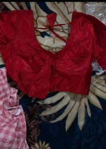 Vibrant Red Silk Blouse