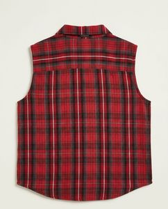 Red Plaid Cold Shoulder Shirt