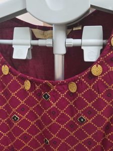 Maroon Kurti with Gold Print