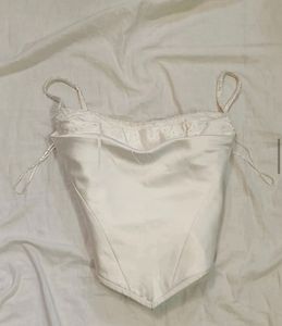 Elegant White Satin Corset Top