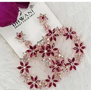 FLORAL CRYSTAL HOOP EARRINGS