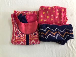 Multi Colour Bandhani Kurta Set(Women’s)