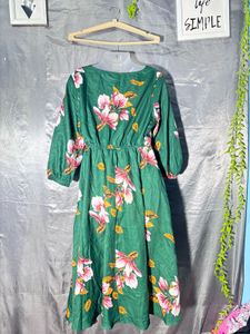 SHEIN Green Floral Midi Dress