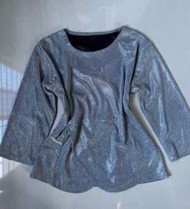 Sparkly Silver Bell Sleeve Top