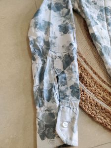 Mens White Grey Floral Shirt