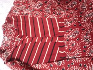 Maroon Printed Cotton Kurta