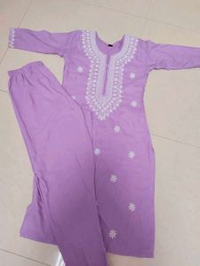 Lavender Embroidered Kurta Set