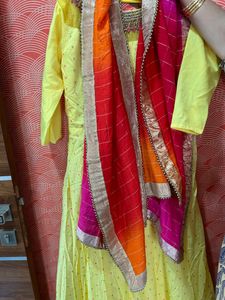 Beautiful Yellow Gown With Polka Print