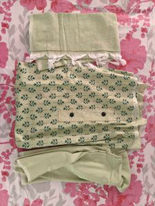 Green Printed Kurta Suit Material