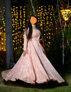 Stunning Peach Silk Embroidered Lehanga
