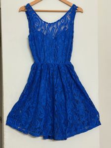 Elegant Royal Blue Lace Dress