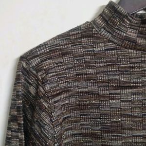 Light Woollen Shimmer High Neck Top