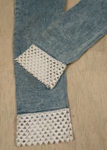 Denim Jeans with Lace Cuffs