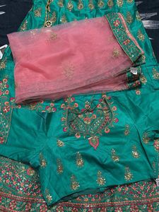 Embellished Teal Lehenga Skirt