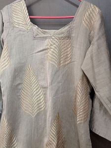 Grey Cotton Stitched Top -M Size