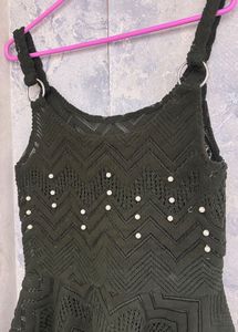Chic Chevron Knit Top with Pearls