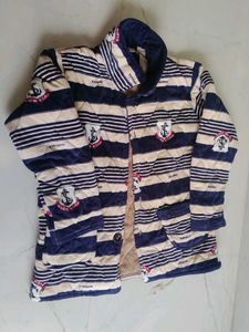 Quilted Striped Jacket with Anchor Detail
