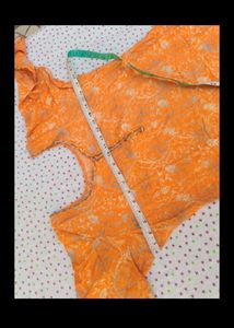 Orange Printed Kurta with Striped Palazzo