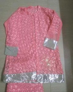 Pink Sequined shrug with Palazzo