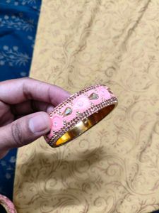 Elegant Pink Bangles with Embellishments