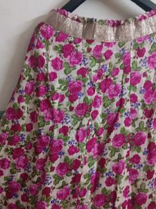 Floral Print Ethnic Skirt with Golden and velvet p