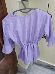 Lavender Bell Sleeve Peplum Top