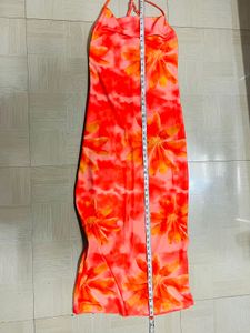 Vibrant Orange Tie-Dye Maxi Dress