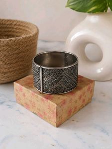 Intricate Silver Tone Bangle Bracelet
