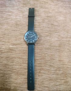 Stylish Black Leather Strap Watch