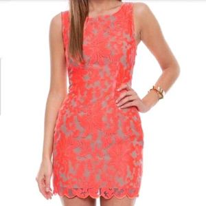 Ladakh Coral Lace Sheath Dress