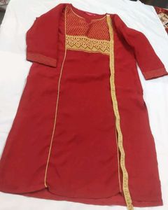 Red Embroidered Kurta