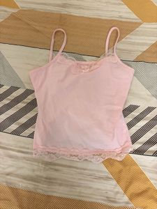 Pink Lace Trim Cami Top