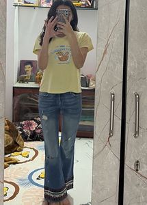 yk2 Embroidered Flare Jeans.  diesel brand