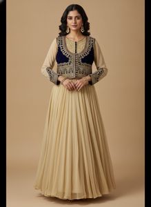 zari and pearl work Anarkali Gown
