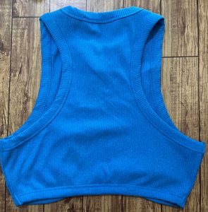 Vibrant Blue Ribbed Crop Top