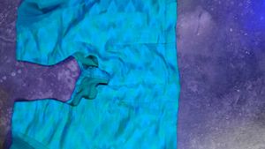 Teal Silk Blouse with Embellished Cuffs