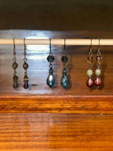 pack of 3 Bohemian Beaded Drop Earrings Set
