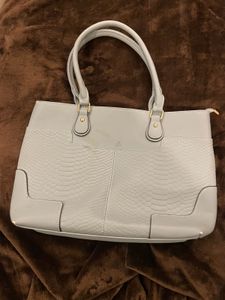 Stylish Gray Faux Snakeskin Tote Bag