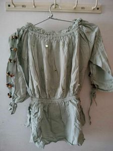 Light green peplum Top